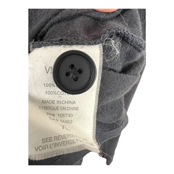 Vince Mens Henley Shirt Gray Solid Long Sleeve Button Thermal Layered Cotton XL - Picture 7 of 8